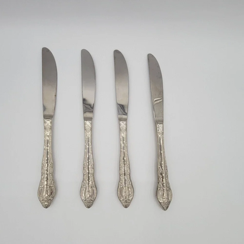 Baroque By‎ Estia Four Dinner Knives 18/8 Stainless Korea Flatware Replacement